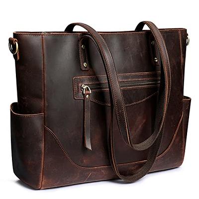 S-ZONE Genuine Leather Shoulder Tote Bag for Women Large Handbag Work Purse