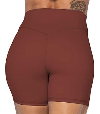 Women's High Waist Yoga Tummy Control Shorts, 5 Inch - Brown / S