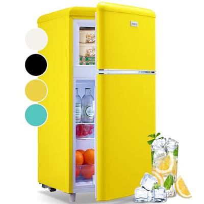 WANAI 3.5 Cu.ft Retro Mini Fridge with Freezer Small Refrigerators Dual  Doors & Handles Cream 