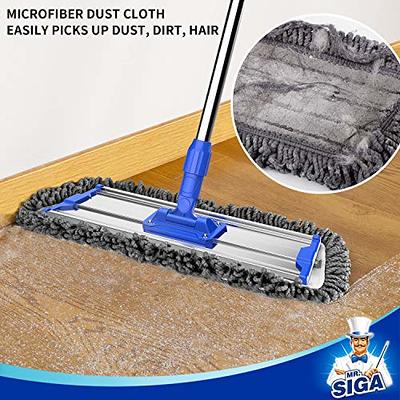 MR.SIGA Professional Microfiber Mop for Hardwood, Laminate, Include 3