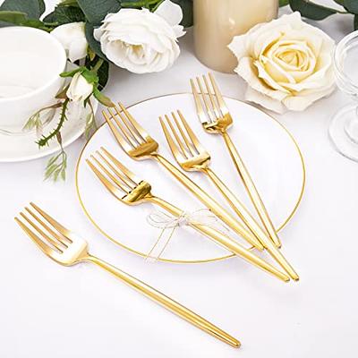 Rubtlamp 200Pcs Gold Plastic Dessert Plates,Gold Small Plates Disposable,White  Appetizer Plates with Gold Disposable Forks, Dessert Party Plates Cake  Plates Include 7.5 Salad Plates, 7.6 Gold Forks - Yahoo Shopping