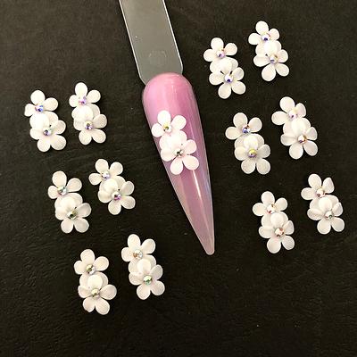 4Pcs White 3D Nail Flowers Acrylic Flowers For Nails - Yahoo Shopping