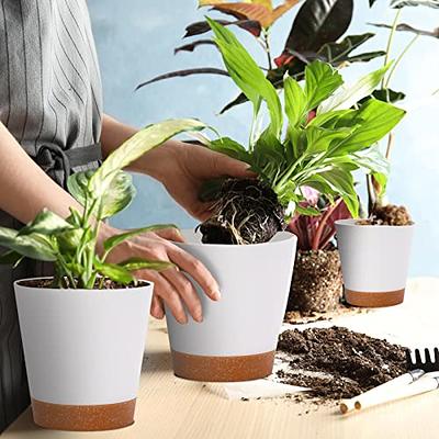 WOUSIWER 16 Pack 6 inch Plastic Planters for Indoor Flower Pots, Heavy Duty  and Stylish 6 Inch Plant Pots for Indoor Plants with Drainage Holes and