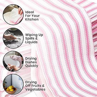 Candy Cottons Set of 6 Kitchen Dish Towels, 100% Cotton Kitchen Towels,  with Hanging Loop, Dishcloth Sets for Washing & Drying Dishes, Tea Towels 