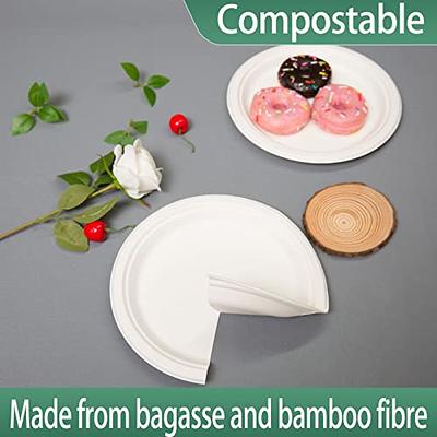 Greconv Paper Plates 6 inch, 500 Pack Paper Plates Bulk, Small Paper Plates  100% Compostable Plates Made from Sugarcane Fibers, Eco Friendly