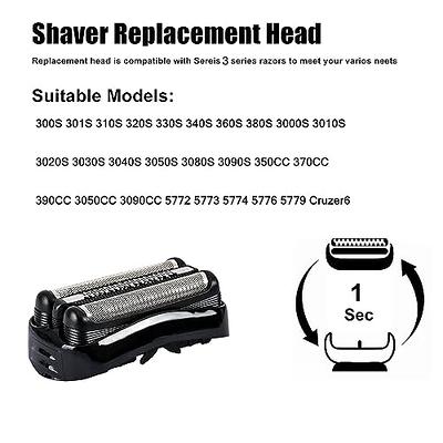 Replacement Head for Braun Series 3-32B Shaver Replacement Head Compatible  with Braun S3 3040S 3000S 3050CC 3010S 3070CC 3080S 3090S 310S 3020S 330S