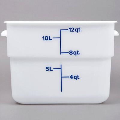 Vigor 12 Qt. White Square Polyethylene Food Storage Container and Blue Lid