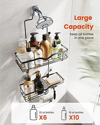 Shower Caddy Hanging Shelf with Hooks Suction Cups Stainless Steel Hanging  Door Shower Rack Rustproof Hanging