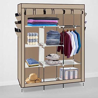 TRIBESIGNS WAY TO ORIGIN Carmalita Brown Closet Organizer Hanging Rod  Garment Shelves 4 Drawers 8 Hooks Rack 70.9 in. H x 15.7 in. W x 47.2 in. D  HD-F1636-WZZ - The Home Depot