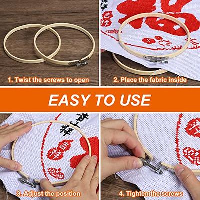 3 Pieces Embroidery Hoops Wooden Round Adjustable Bamboo Circle