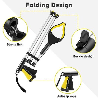 Grabber Tool 43 Inch, Foldable Grabbers for Elderly Grab It Reaching Tool  with Rotating Jaw + 2 Magnets, Arm Extension Claw Grabber Pickup Tool,  Trash