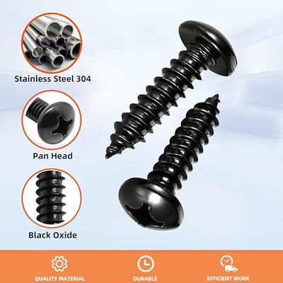 8 x 1-1/4 Phillips Pan Head Self Tapping Screws Sheet Metal Wood Screws,  Black Oxide, 304 Stainless Steel 18-8, 100 PCS - Yahoo Shopping