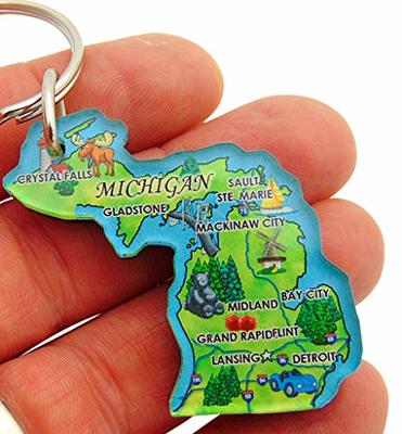 Michigan Key Chain Acrylic Souvenir Retro State Map Keychain Ring Gift 2  Inch - Yahoo Shopping