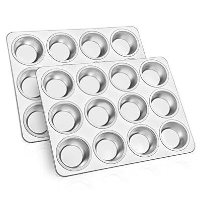 TeamFar 12-Cup Muffin Pan, Stainless Steel Muffin Tin Metal Cupcake Baking  Pan for Oven, Regular Size & Non Toxic, Easy Clean & Dishwasher Safe