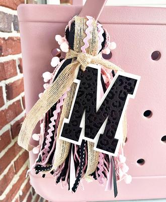 Leopard Animal Print Monogram Ribbon Tassel Keychain, Bogg Bag Accesso