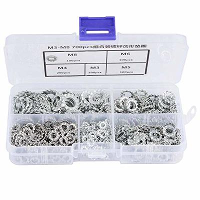 260pcs M2-m12 Tooth Starlock Push On Locking Washers Speed Clips Fasteners  Assortment Quick Speed L