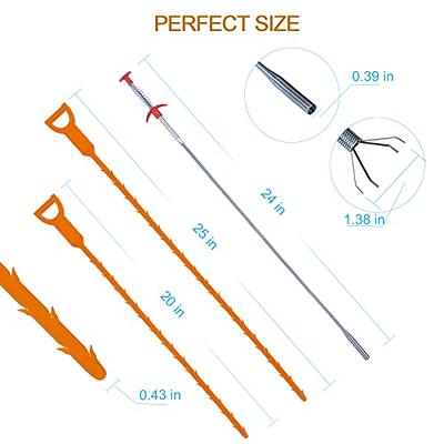 6 Pack Drain Clog Remover, 25 Inch Sink Drain Cleaner Tool (3pcs) and 20  Inch Shower Drain Hair Catcher Snake (3pcs), Drain Auger Cleaning Tool for