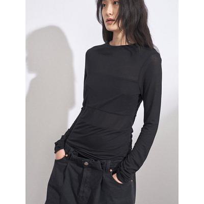 Double-panel Long-sleeved Sheer T-shirt - Yahoo Shopping