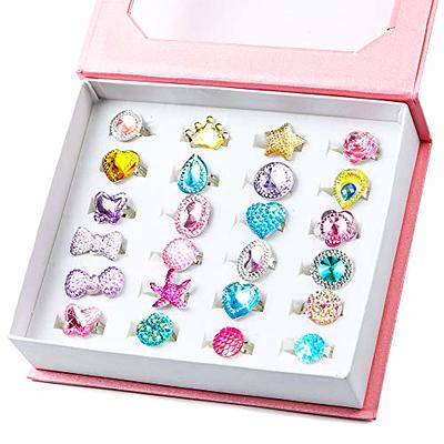 Glitter Fruit Rings for Kids, Set of 48, Adorable Jewelry for Little Girls & Boys, Glitzy Plastic Rings in Fun Assorted Colors & Designs, Dress Up