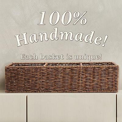 Gray bathroom storage basket. Wicker organizer with dividers - Inspire  Uplift