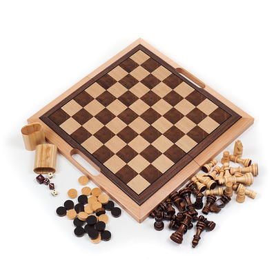 Hey! Play! Chess Set with Folding Wooden Board-Beginner'S Portable