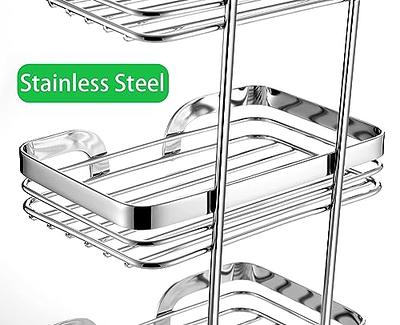 4 Tier Soap Bar Holder Stainless Steel No Drilling Shower Soap Caddy with  Sucti
