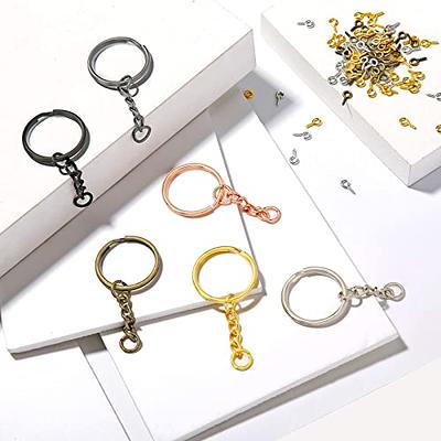 100Sets 1 inch Keychain Rings Silver Split Round Key Ring with Chain and  Open Jump Rings for DIY Keychain Making Crafts