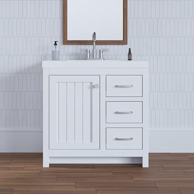 Project Source 24-in Gray Single Sink Bathroom Vanity with White Cultured Marble Top | R39 VBCU2418