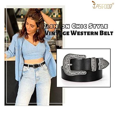 JASGOOD Women Leather Belts Ladies Vintage Western Design Black Waist Belt  for Pants Jeans Dresses（Fit Size 28-32 Inches, A-Black） - Yahoo Shopping