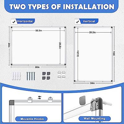 Basics Magnetic Dry Erase White Board, 36 x 24-Inch, Aluminum Frame,  Silver/White