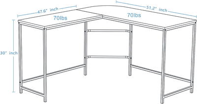 Bestier 47 in. Small L-Shaped Computer Desk with Storage Shelves