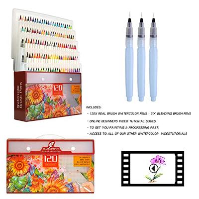 Brilliant Bee - Blendable Watercolor Brush Pens - 20 Watercolor Pens for Dynamic Effects, Flexible Nylon Brush Tip, Assorted Colors - Paint Markers