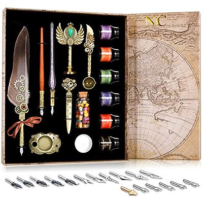 NC Feather Pen Ink Set, Includes Quill Pen,Notebook,5 Replaceable  Nibs,Stamp,Spoon,Wax Beads,White Wax, Ink,Pen Holder, Cup,Envelope,Letter  Paper, Etc.Gift Selection Calligraphy Pen Set. - Yahoo Shopping