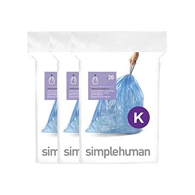 Plasticplace Custom Fit Trash Bags simplehuman (X) Code D Compatible (200 Count) White Drawstring Garbage Liners 5.2 Gallon / 20 Liter 15.75 x 28