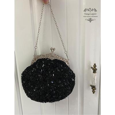 Velvet Evening Bag With Rhinestone and Pearl Embellishment | Little  Luxuries Designs