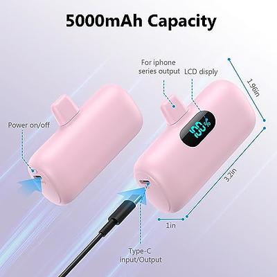 Mini Power Bank 5000mah, Small & Ultra-compact 20w Pd Fast Charging  Portable Charger, Lcd Display Cute Battery Pack Compatible With Iphone  14/14 Pro M