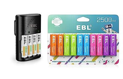 EBL AA AAA Battery Charger with AA Batteries 2800mAh 4 Counts and  Rechargeable Double AA Battery 2500mAh 10 Counts - Yahoo Shopping