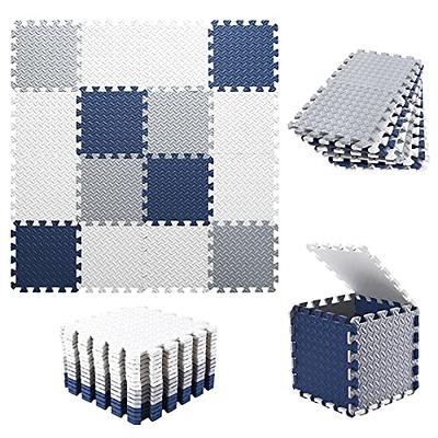 Tamiplay 16 Tiles Foam Play Mat, 0.4 Inch Thicked Interlocking Floor Mats  with Solid Colors, Squares Baby Play Mat, EVA Foam Puzzle Floor Mat Foam