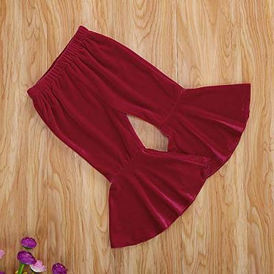 Wine Velvet High Waist Flares