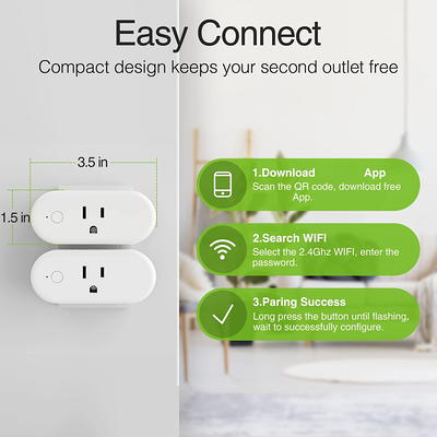 Gosund Smart Plug, 2-in-1 Compact Design 2.4 GHz Wi-Fi Smart Plug, Alexa Smart Plug Compatible with Google Assistant, ETL Certified 120V 10A Smart