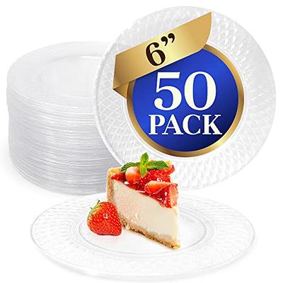 NOCCUR 100PCS White Plastic Plates-6.6inch Disposable Salad/Dessert  Plates-Premium Dessert Plates Disposable-Appetizer Plastic Plates - Plastic  Cake