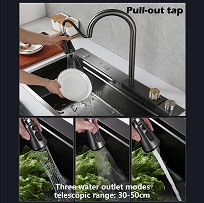 Flying Rain Waterfall Kitchen Sink Set Stainles Steel Sink with Pull Down  Faucet