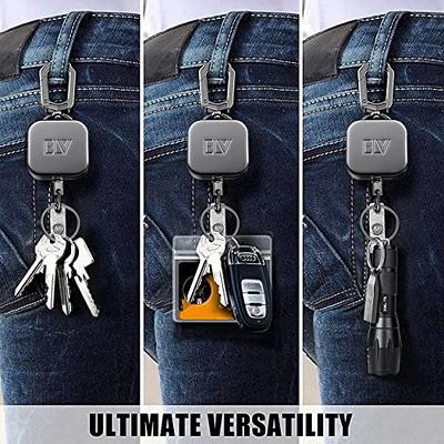 ELV Heavy Duty Retractable Keychain with Interval Locking, Belt clip and  carabiner, Retractable Badge Reel, Retractable ID Badge Holder with 31A  Dyneema cord, Key Ring, Badge clip and Phone 