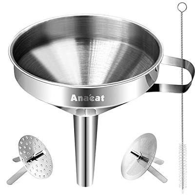 Anaeat Stainless Steel Kitchen Funnel, Multi-Use Premium Metal Food Grade  Cooking Funnels with 2 Removable Strainer Filter for Transferring Liquid or  Dry ingredients, Oils & 1 Pc Cleaning Brush (5.0") - Yahoo Shopping