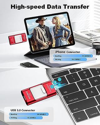 USB Flash Drive 1TB for iPhone USB 3.0 Memory Stick Jump Drive Thumb Drive  Photo Stick for iPhone, Type c, Android, PC - Red 