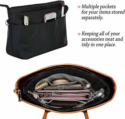 HyFanStr Purse Organizer Insert with Zipped Top for Tote Bag, Handbag  Shaper with 13 Pockets, Grey L - Yahoo Shopping