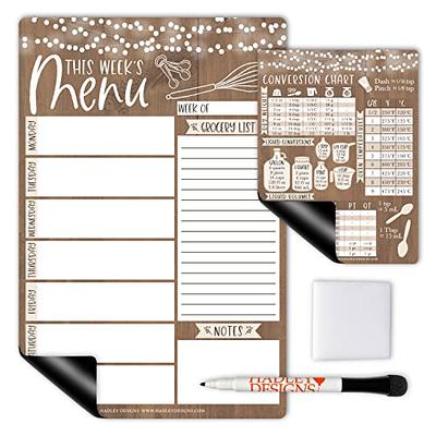 Menu Board for Kitchen Magnet, 12x16 Modern Farmhouse Chic Fridge Meal  Planner, Weekly Meal Planner Magnetic Menu for Refrigerator w/Kitchen  Conversion Chart Magnet