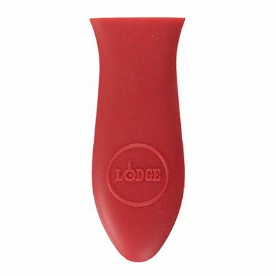 Lodge Cast Iron Skillet with Red Mini Silicone Hot Handle Holder