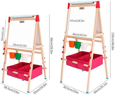 Kraftic Deluxe Standing Art Easel for Kids - Toddler Drawing Chalkboard,  Magnetic Whiteboard, Dry Erase Board, Paper Roll and Accessories