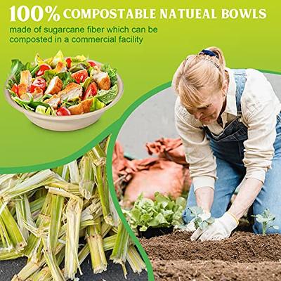 Paper Bowls 20 oz Heavy Duty, 150 Pack Disposable Bowls for Hot Soup,  Biodegradable Compostable Bowls, Eco-Friendly Bowls Made Of Sugarcane,  Microwave